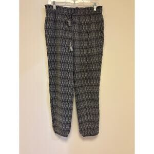 Joie Silk Drawstring Jogger Pants Women’s Small Black White Print Elastic Cuffs